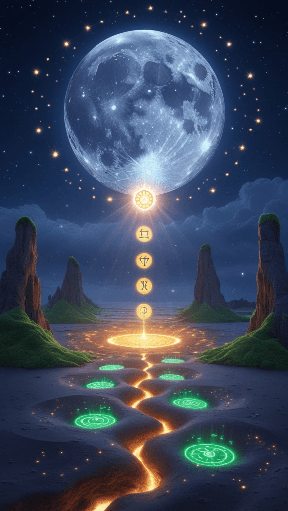 Sync with apps like Moon Phase and Time Passages for cosmic timing.