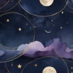 Lunar phases with warning icons against a mystical night sky highlighting common moon manifestation mistakes