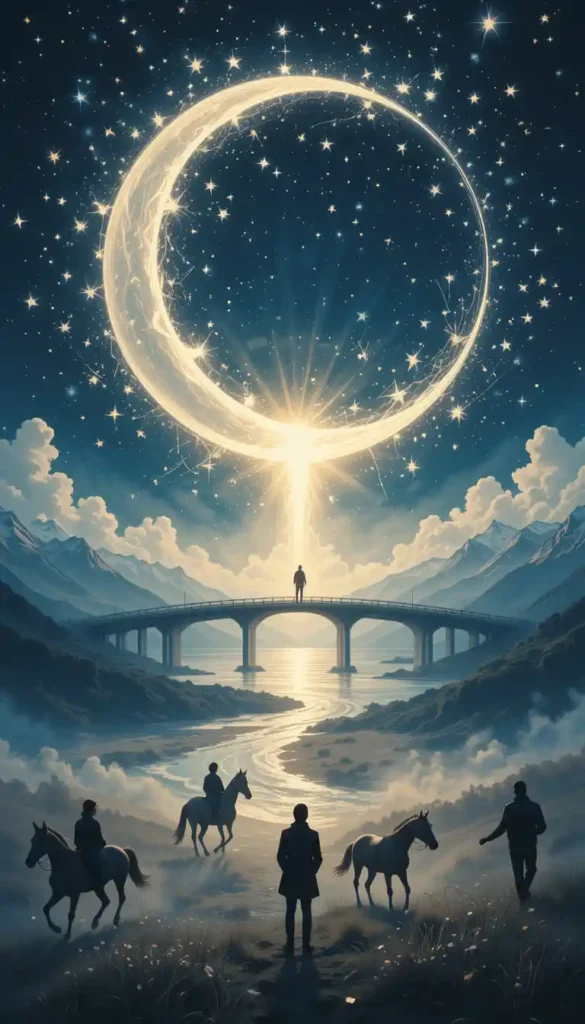 Crescent moon shining over three career paths representing stability, creativity, and freedom for emotional fulfillment