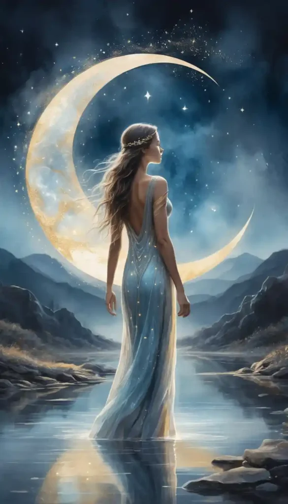 Figure bathed in moonlight with glowing energy streams and sparkles symbolizing subtle physical sensations of lunar activation.